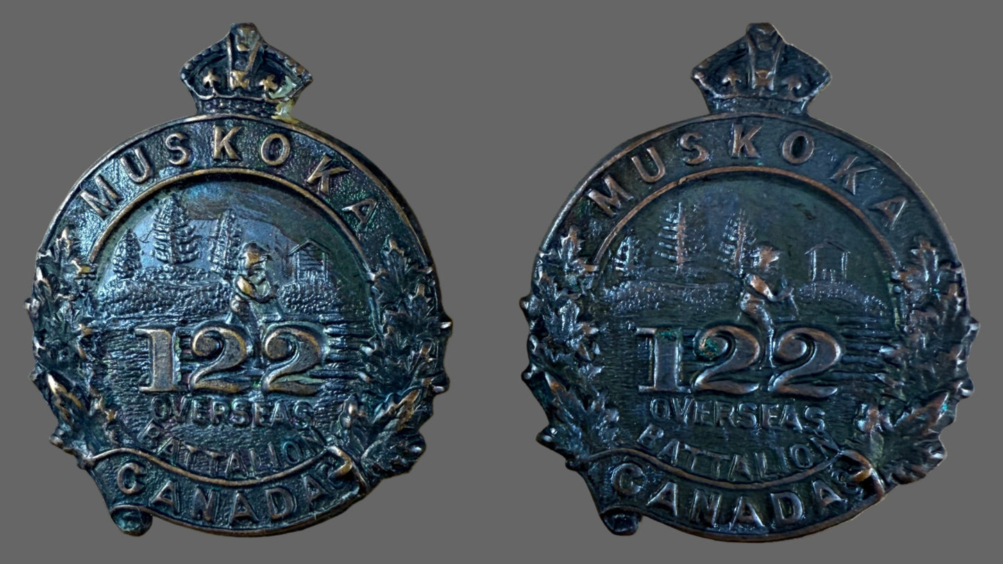 Canadian - WWI - CEF Collar Badges - 122nd Canadian Infantry Battalion (Muskoka)
