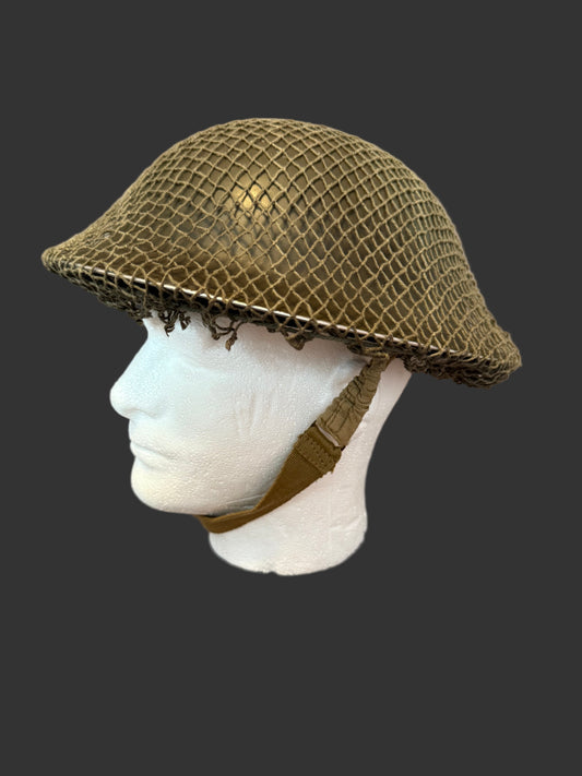 Canadian - WWII - Mark 2 Helmet with Camouflage Net - 1941 Dated