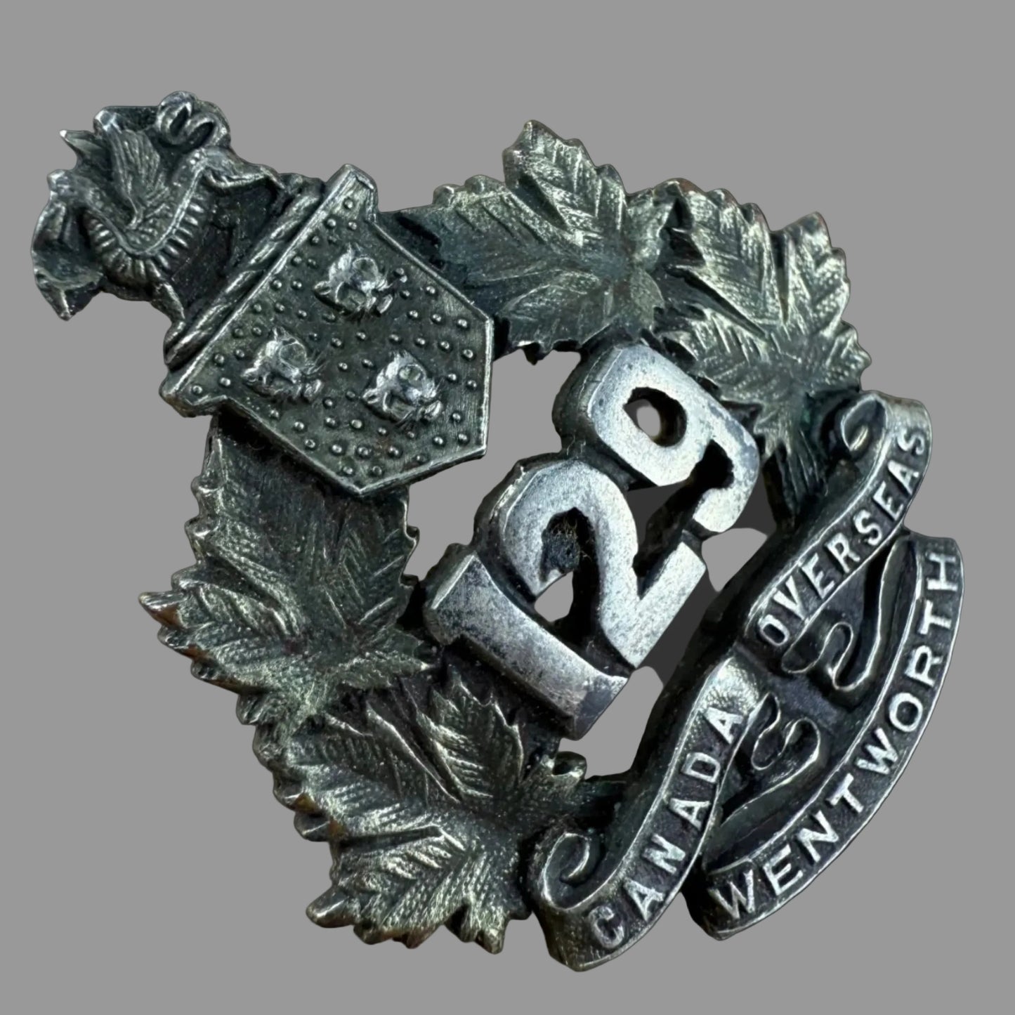 Canadian - WWI - CEF Officers' Collar Badge - 129th Canadian Infantry Battalion (Wentworth)