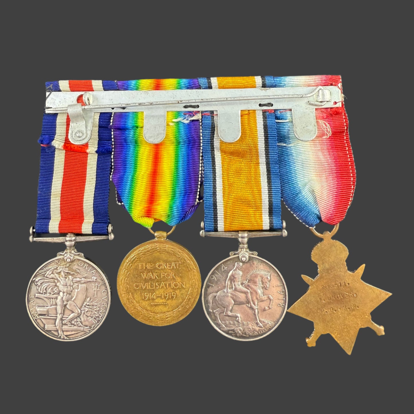 WWI Period - Royal Navy Good Shooting Medal Group of Four - HMS Minotaur - Grover