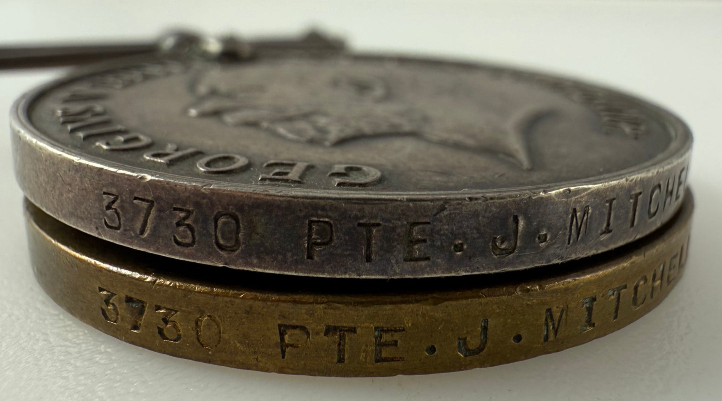 British - WWI - 1914-15 Medal Trio to Royal West Kent Regiment / Rifle Brigade (London Regiment)  / Army Veterinary Corps - Wounded - Mitchell