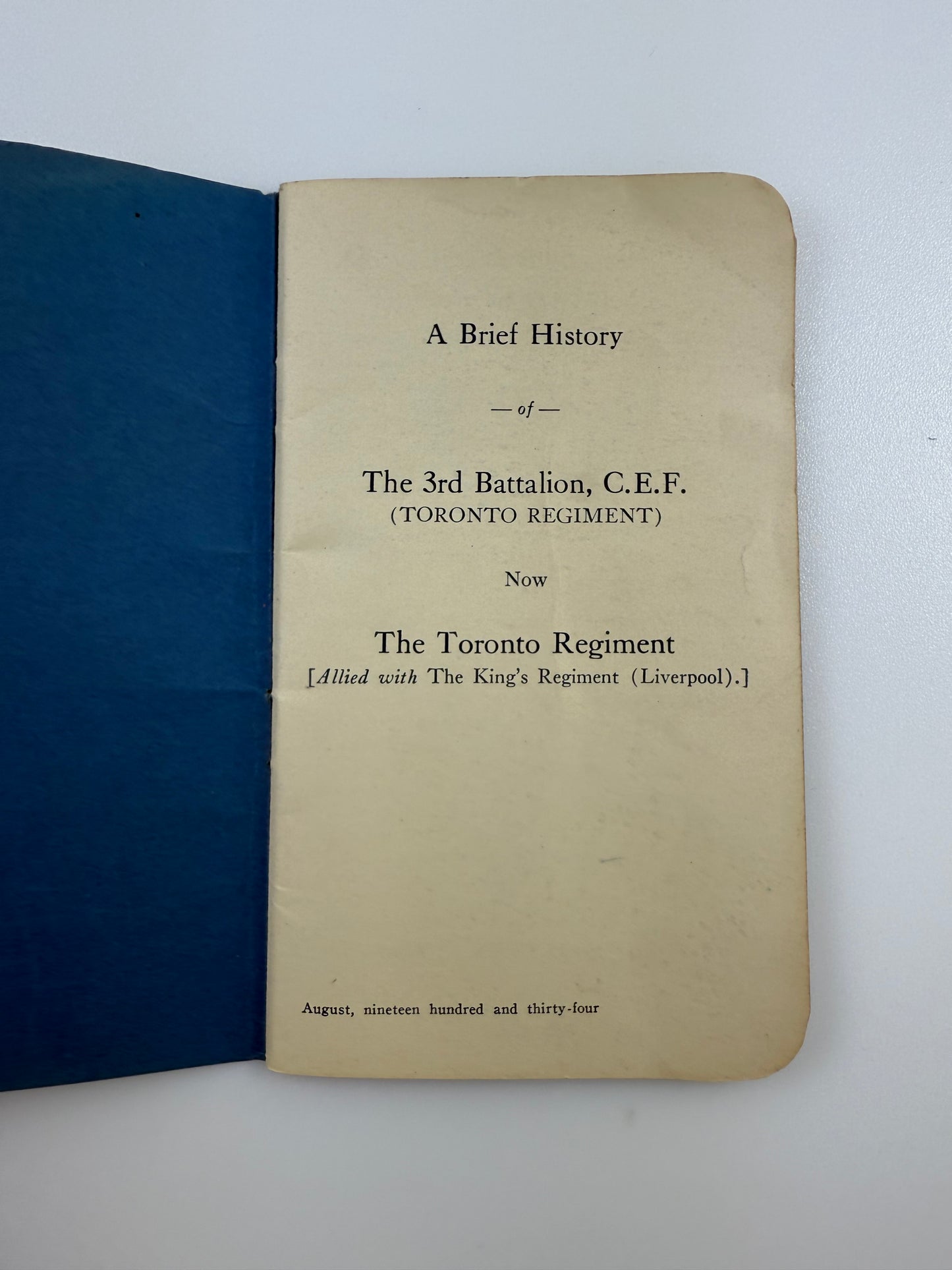 WWI - Canadian 3rd Infantry Battalion / Toronto Regiment - Booklet