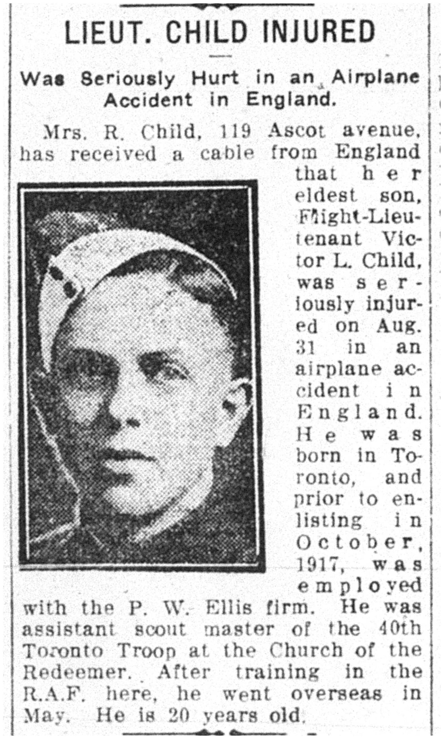 WWI British War Medal - Child - Royal Flying Corps/RAF  (Canadian Pilot)