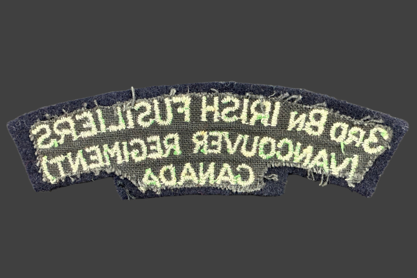 Canadian WWII - 3rd Battalion Irish Fusiliers (Vancouver Regiment) of Canada - Cloth Shoulder Title