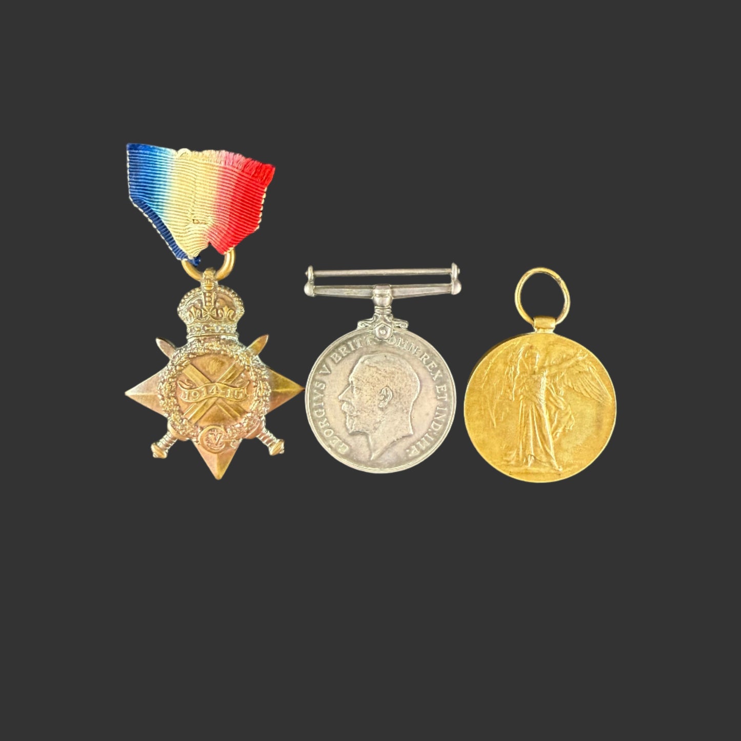 British - WWI - 1914-15 Medal Trio to Royal West Kent Regiment / Rifle Brigade (London Regiment)  / Army Veterinary Corps - Wounded - Mitchell