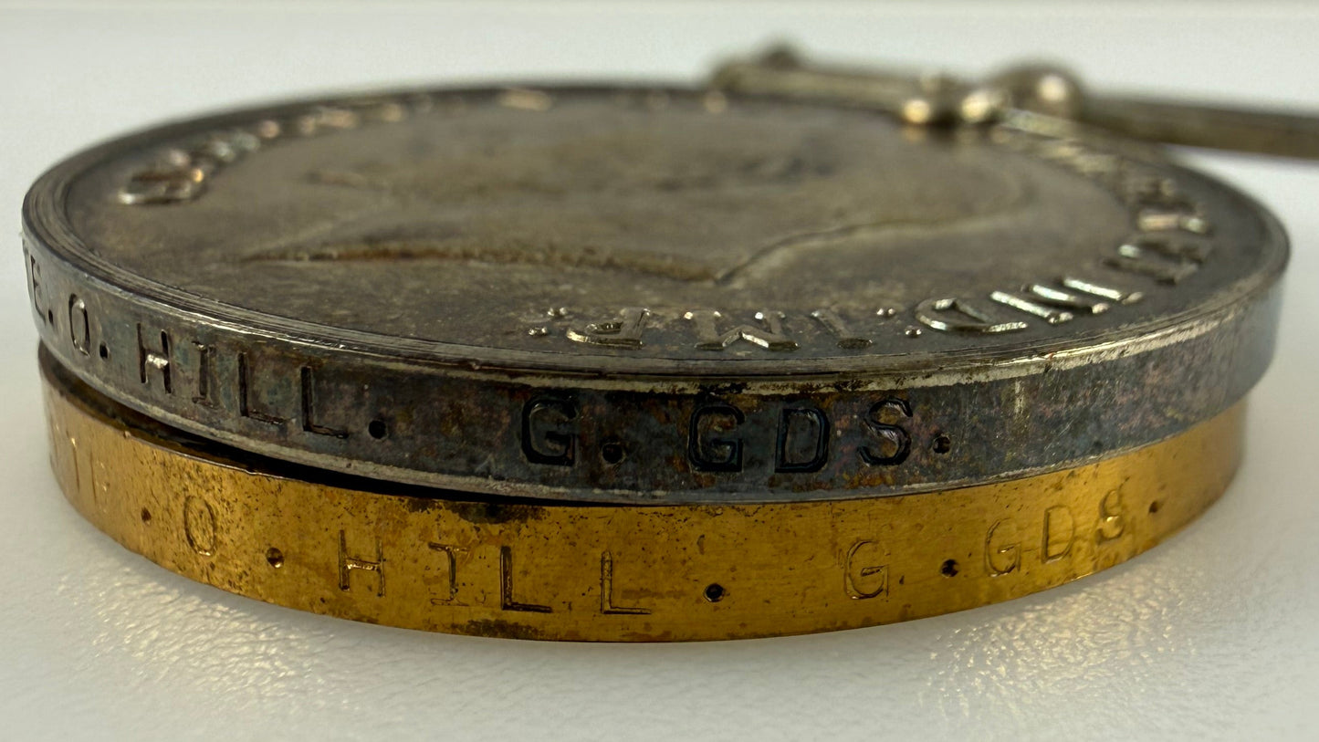 British - WWI - 1914-15 Star Medal Trio and Memorial Plaque - Grenadier Guards - Hill - KIA