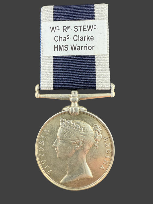 Victorian - Royal Navy Long Service and Good Conduct Medal - HMS Warrior - Clarke