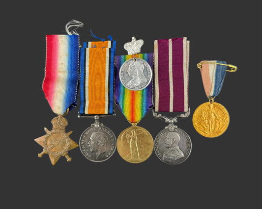 British - WWI - 1914-15 Medal Trio and Meritorious Service Medal Group - Army Ordinance Corps - Manvell