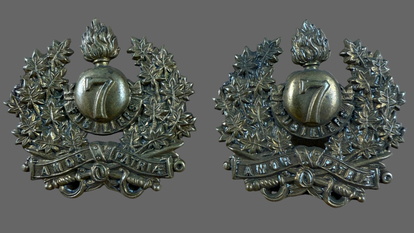 Canadian Pre-WWI - 7th Fusiliers - Collar Badges - MM.50