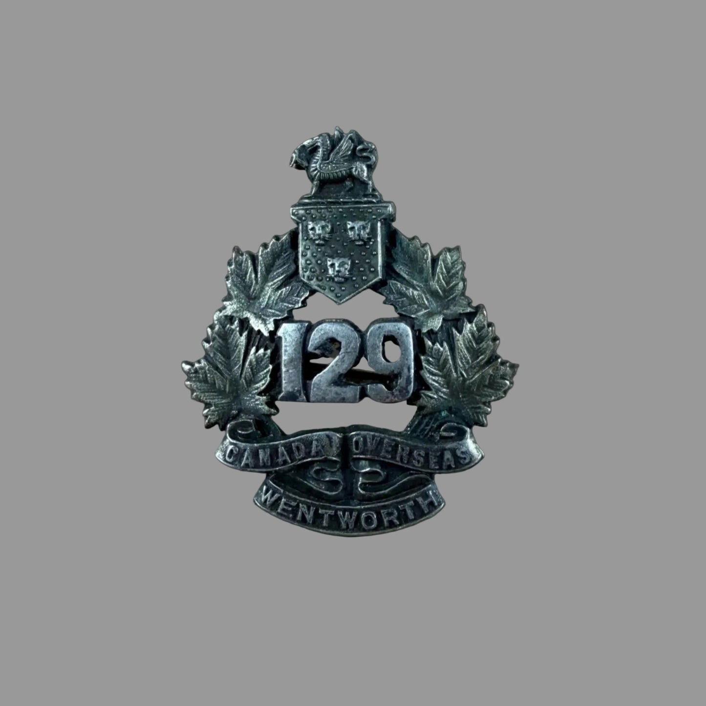Canadian - WWI - CEF Officers' Collar Badge - 129th Canadian Infantry Battalion (Wentworth)