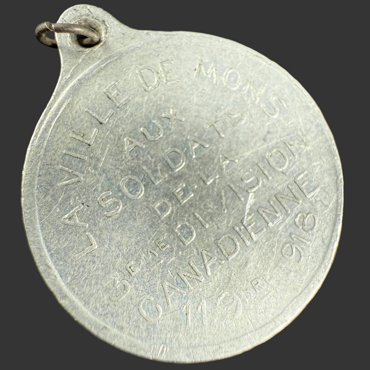 WWI - Canadian - 3rd Canadian Division Medal from the City of Mons Belgium