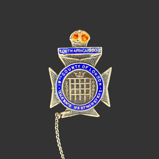 British – Pre-WWI – 16th (County of London Battalion) – The London Regiment – Queen’s Westminster Rifles – Enamelled Silver Sweetheart Pin