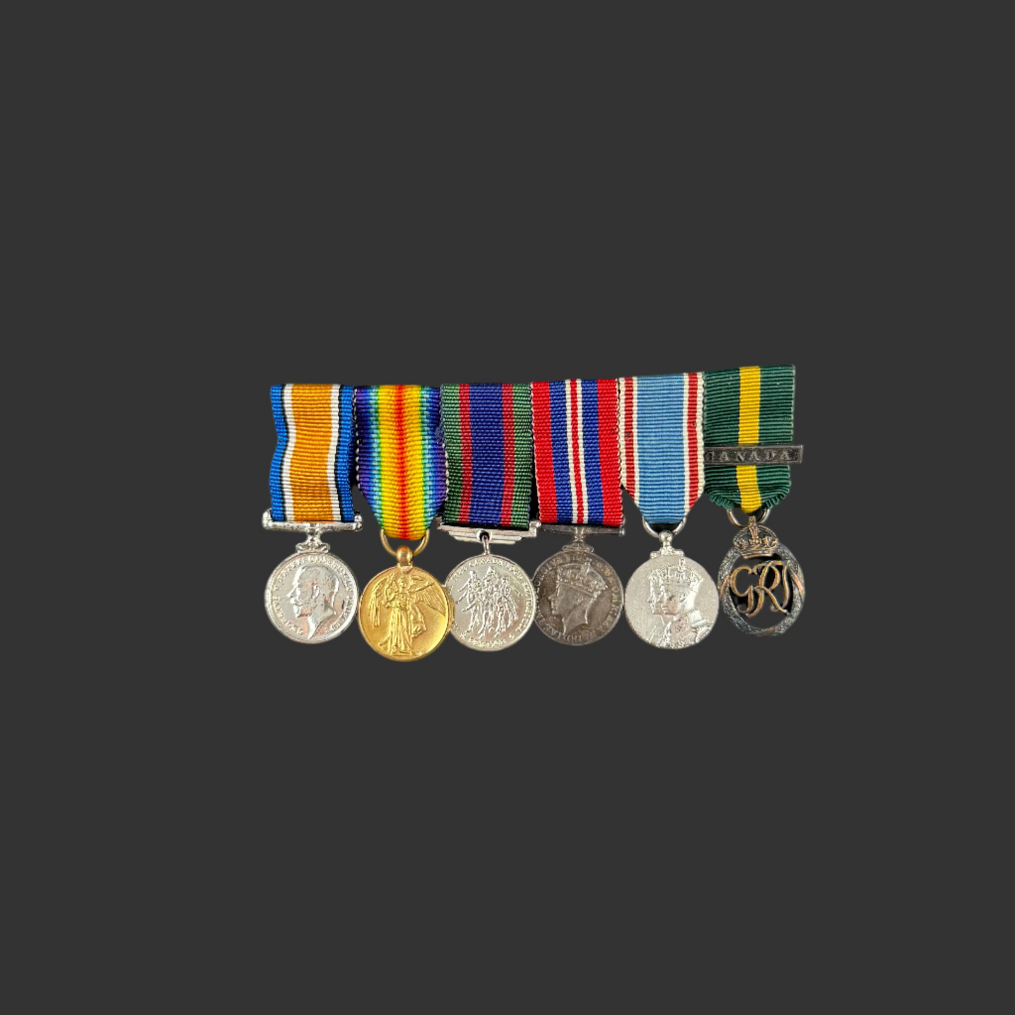 Canadian - WWI/WWII - Officer's Long Service Medal Group - Efficiency Decoration - Period Miniatures