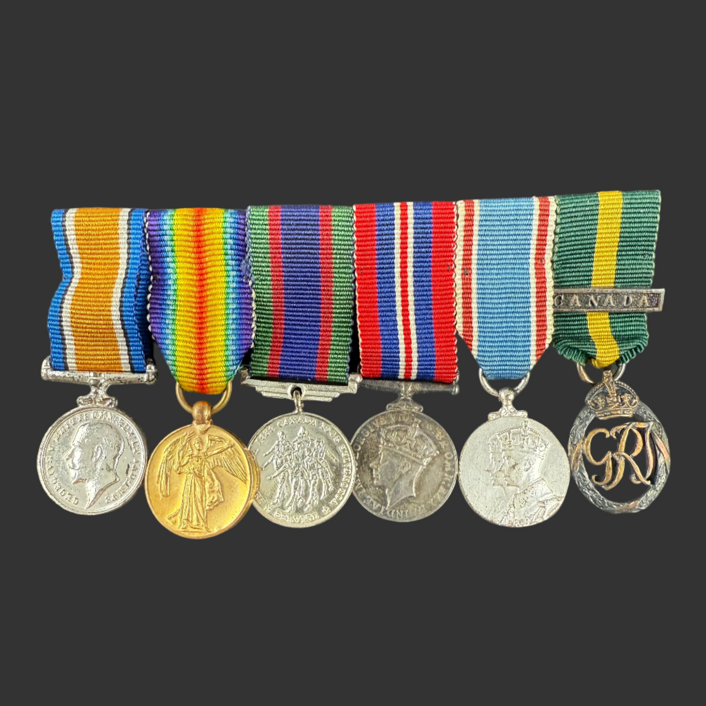 Canadian - WWI/WWII - Officer's Long Service Medal Group - Efficiency Decoration - Period Miniatures