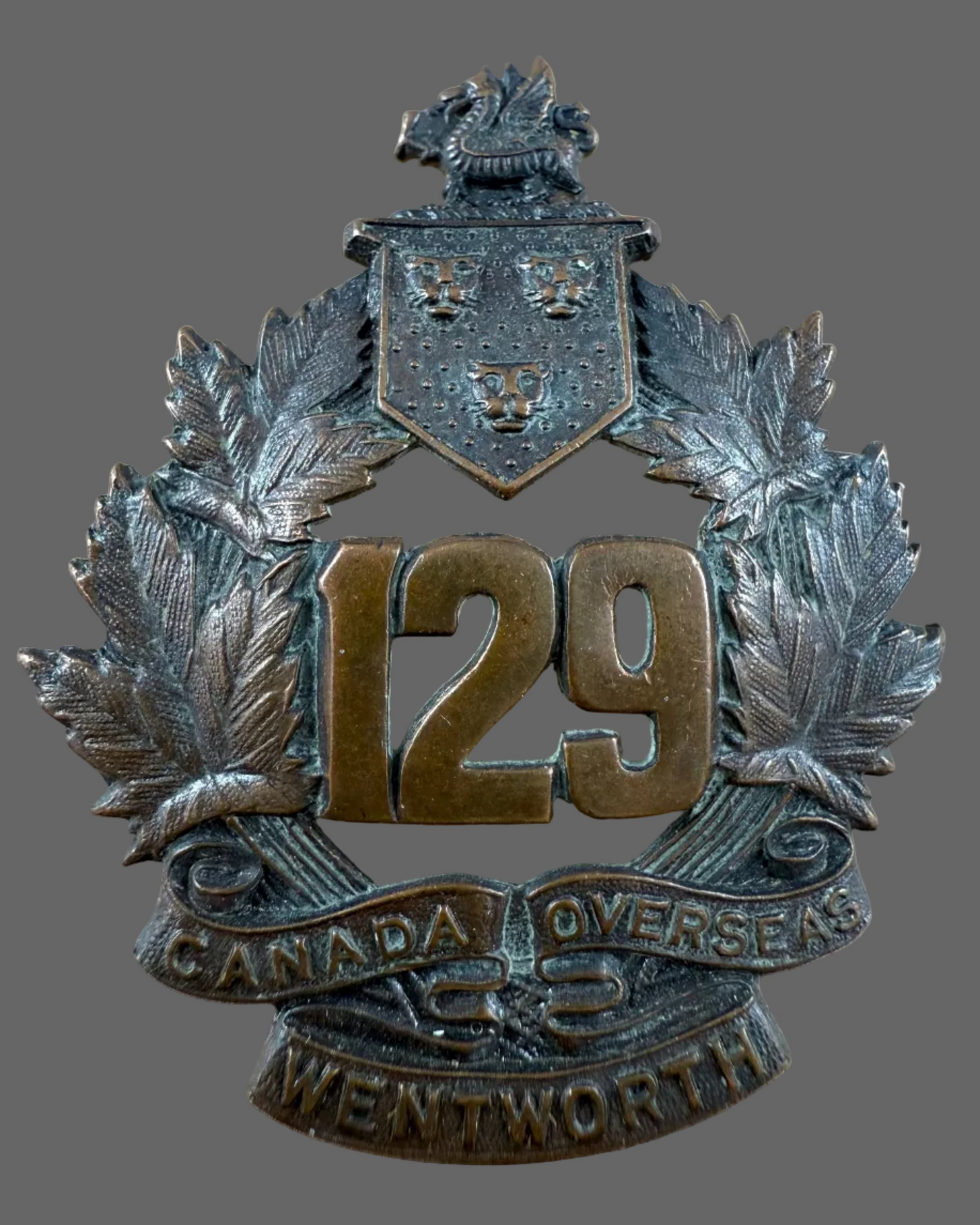 Canadian - WWI - CEF Cap Badge - 129th Canadian Infantry Battalion (Wentworth)