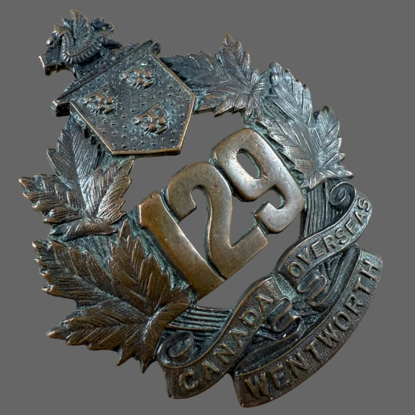 Canadian - WWI - CEF Cap Badge - 129th Canadian Infantry Battalion (Wentworth)