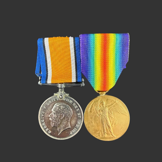 Canadian - WWI - Medal Pair to 87th Canadian Infantry Battalion (Canadian Grenadier Guards) - WIA - Cedar