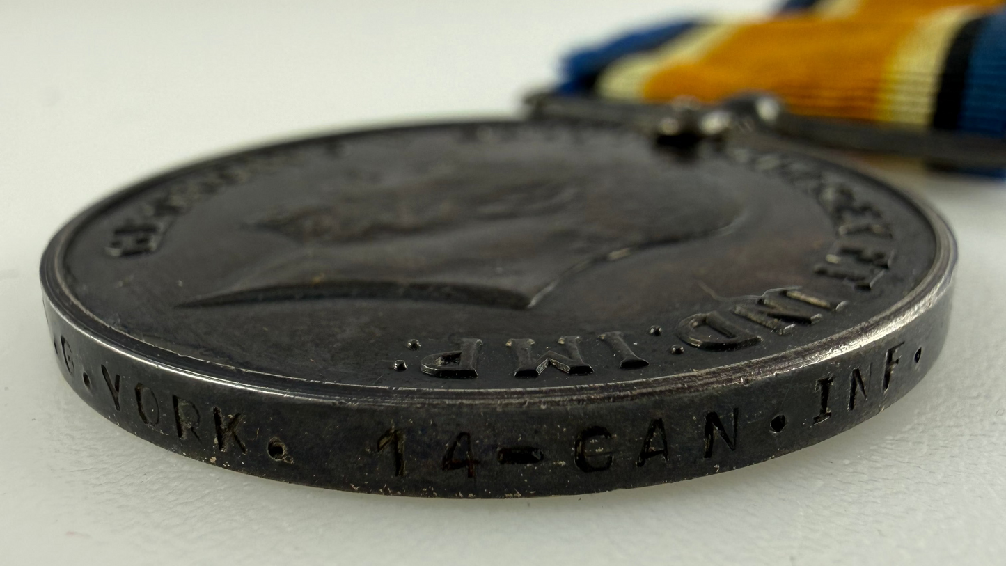 Canadian - WWI - 1914-15 Medal Trio to 13th/14th Canadian Infantry Battalion - WIA - York