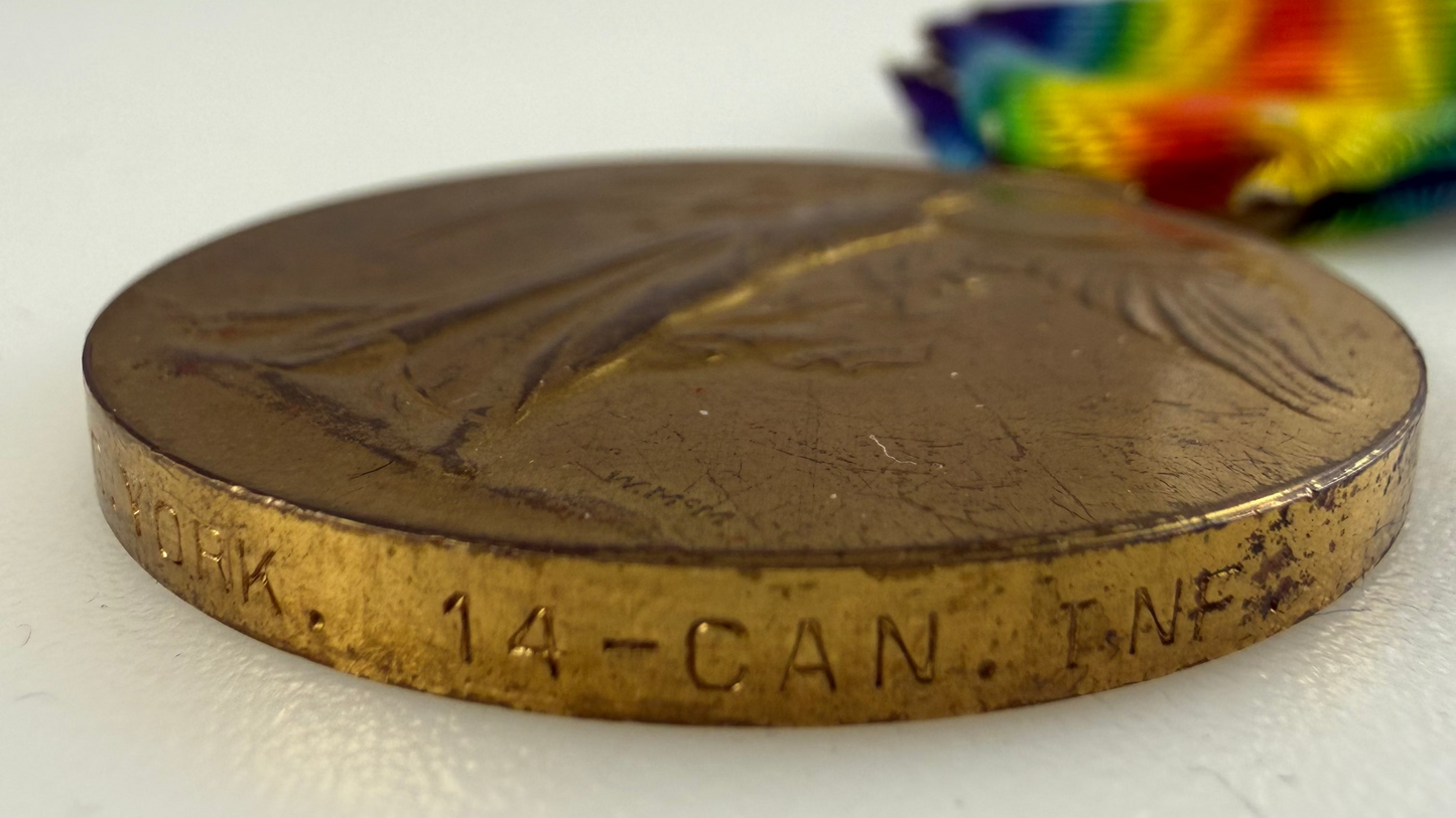Canadian - WWI - 1914-15 Medal Trio to 13th/14th Canadian Infantry Battalion - WIA - York