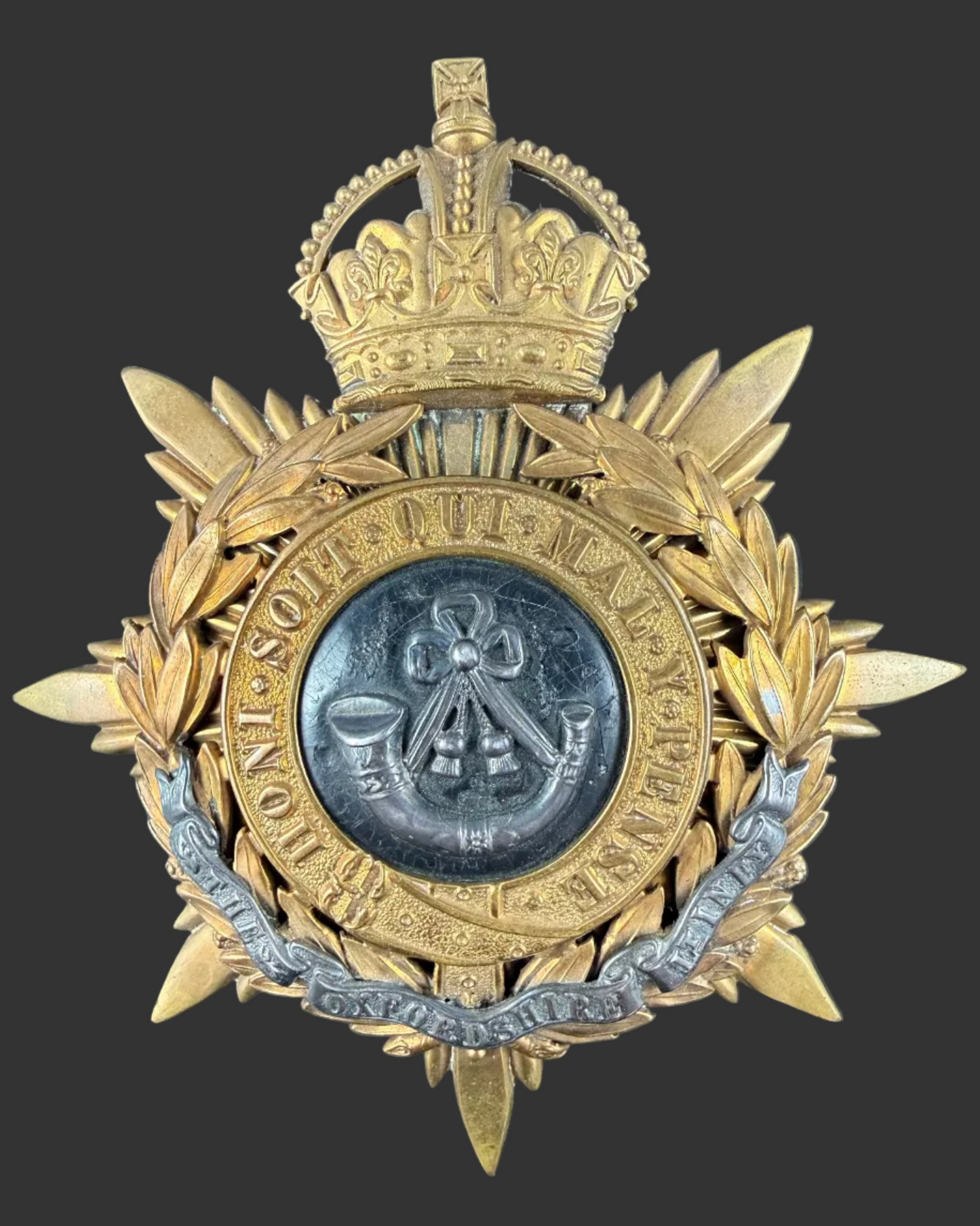 British - Pre-WWI - Oxfordshire Light Infantry - Officers Home Service Helmet Plate