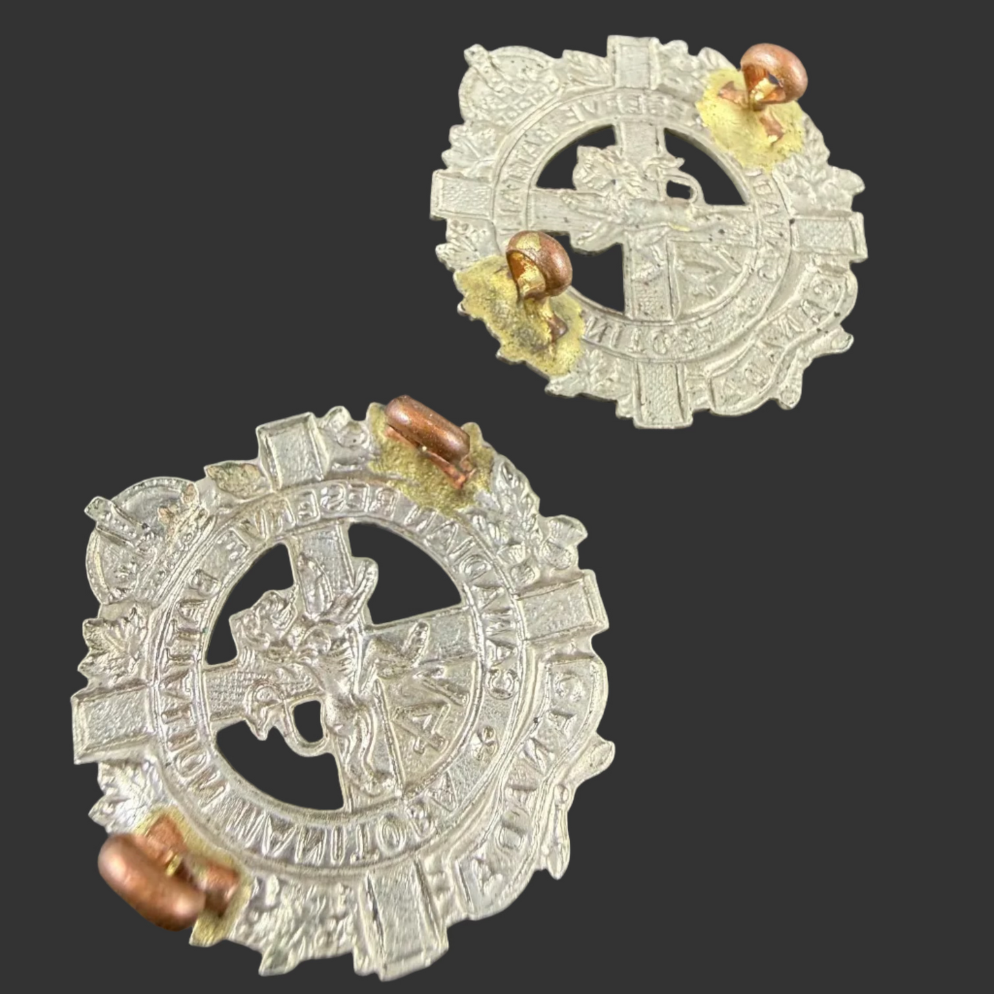 Canadian - WWI - CEF Collar Badge Pair - 14th Canadian Reserve Battalion - Winnipeg Manitoba