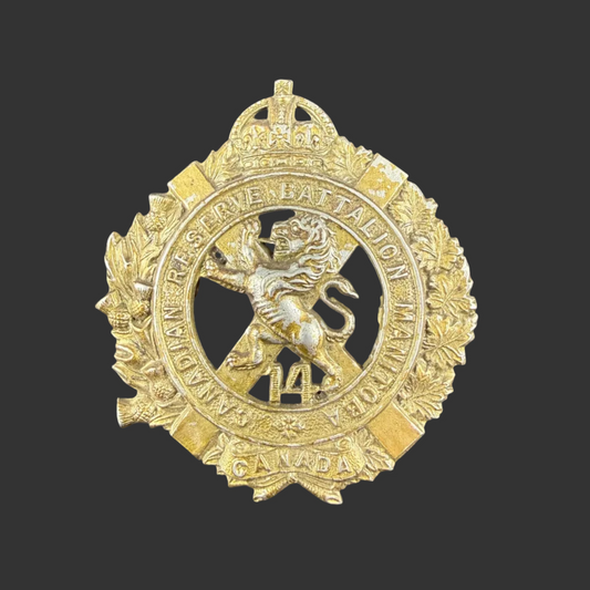 Canadian - WWI - CEF Cap Badge - 14th Canadian Reserve Battalion - Winnipeg Manitoba