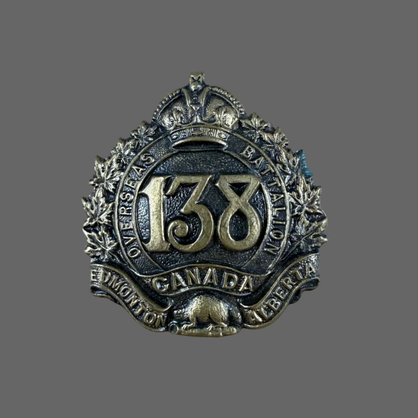 Canadian - WWI - 138th Canadian Infantry Battalion (Edmonton) Cap Badge - Tiptaft