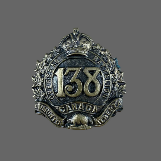 Canadian - WWI - 138th Canadian Infantry Battalion (Edmonton) Cap Badge - Tiptaft