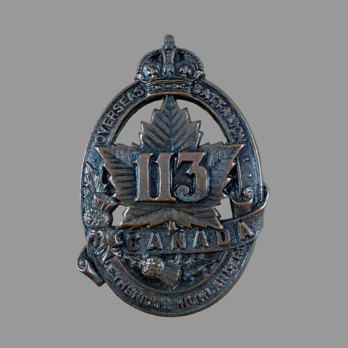 Canadian - WWI - 113th Canadian Infantry Battalion (Lethbridge HIghlanders) Cap Badge