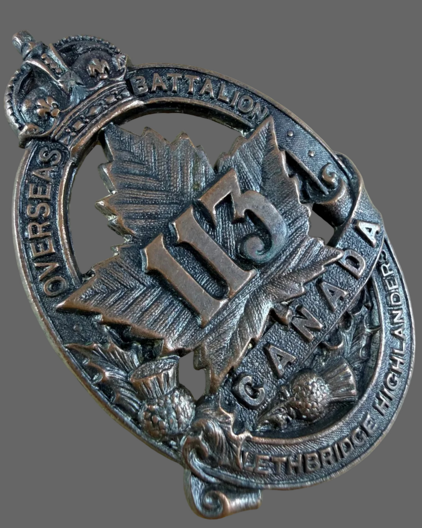 Canadian - WWI - 113th Canadian Infantry Battalion (Lethbridge HIghlanders) Cap Badge
