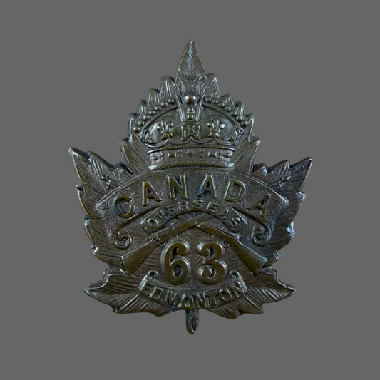 Canadian - WWI - 63rd Canadian Infantry Battalion (Edmonton) Cap Badge