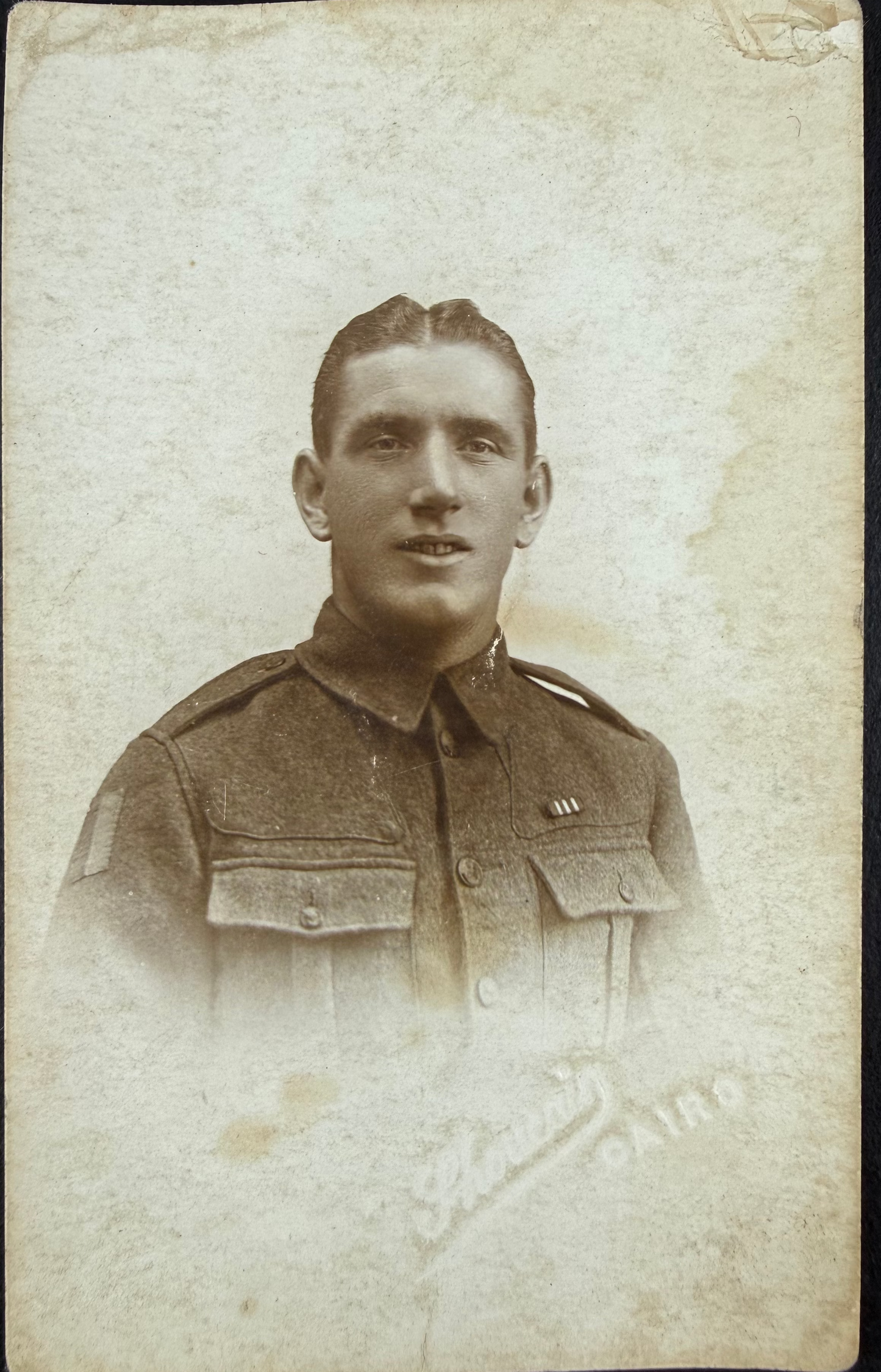 British - WWI - BEF Photo Postcard - Rifle Regiment - MM Recipient - Cairo