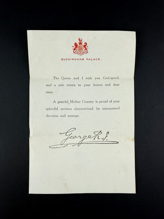 Canadian - WWI - CEF Returning Soldier Letter From King George V