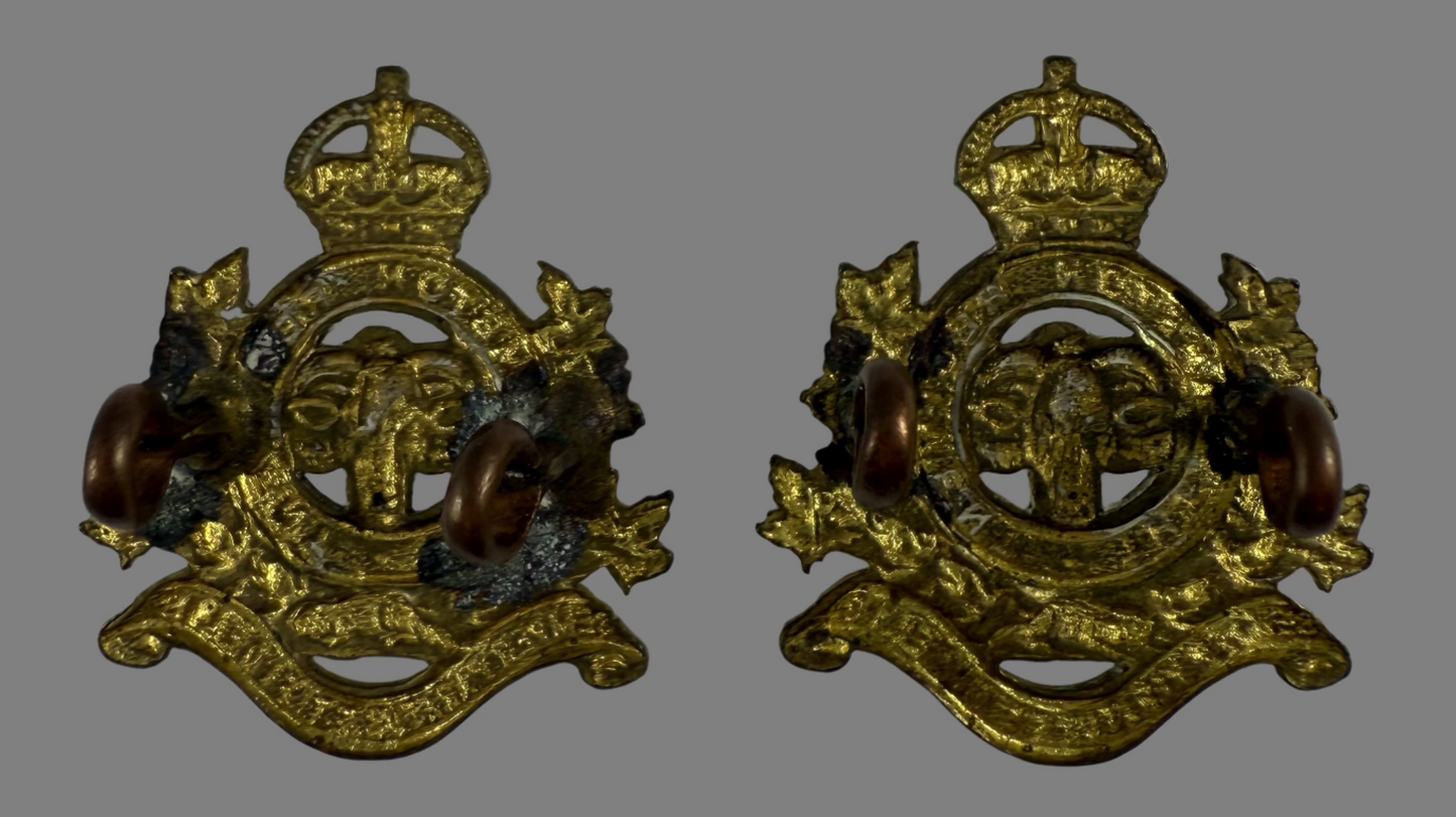 Post WWI - Lambton Regiment Collar Badge Pair