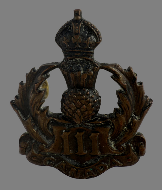 WWI - 111th Canadian Infantry Battalion (South Waterloo) Collar Badge
