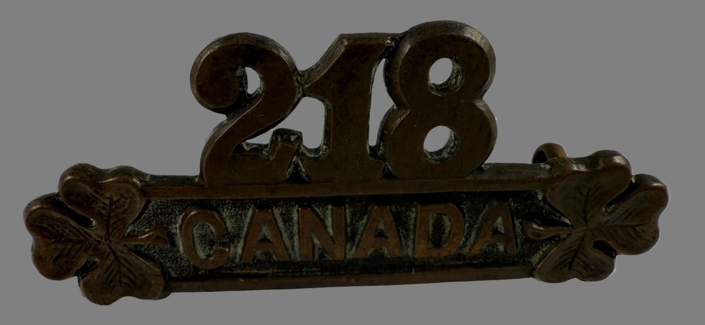 WWI - 218th Canadian Infantry Battalion (Edmonton Irish) Shoulder Title