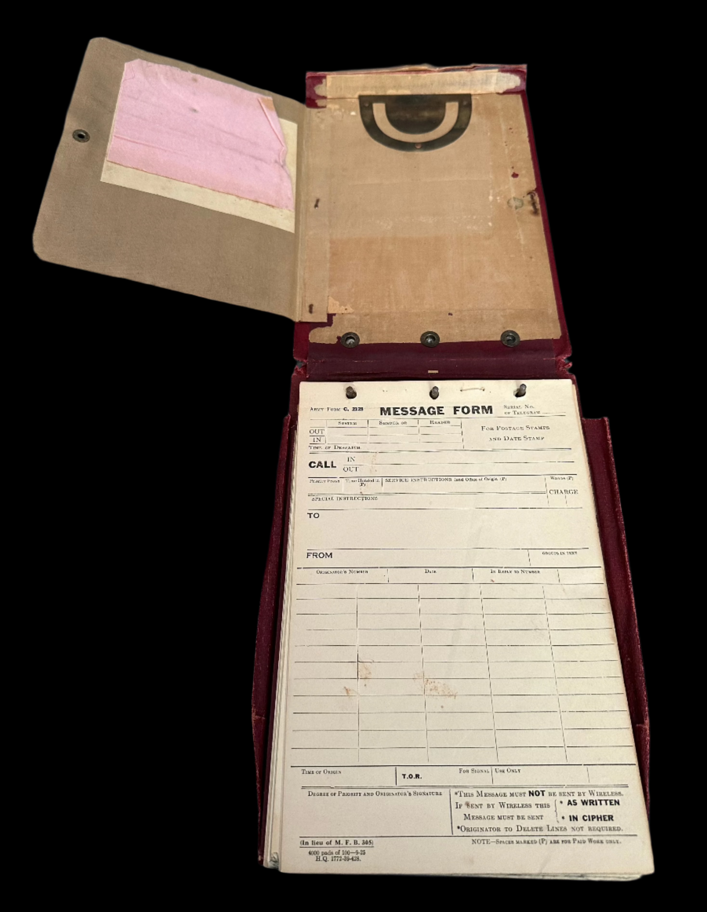 WWI Officer’s Message Book- Army Book 155