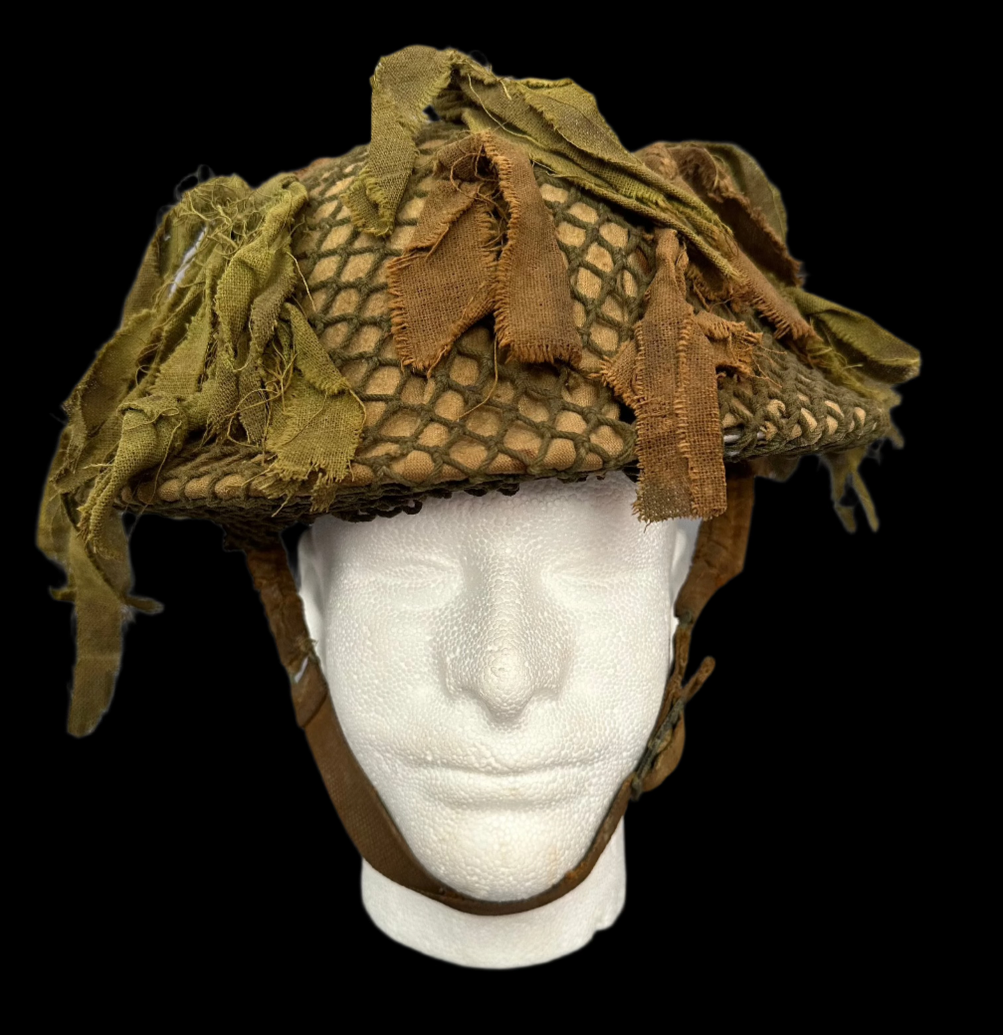 WWII Canadian Helmet with camouflage cover and scrim