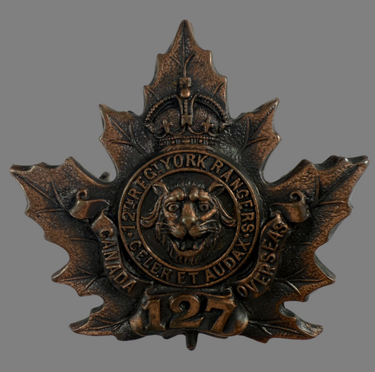 WWI - 127th Canadian Infantry Battalion (12th York Rangers) Cap Badge