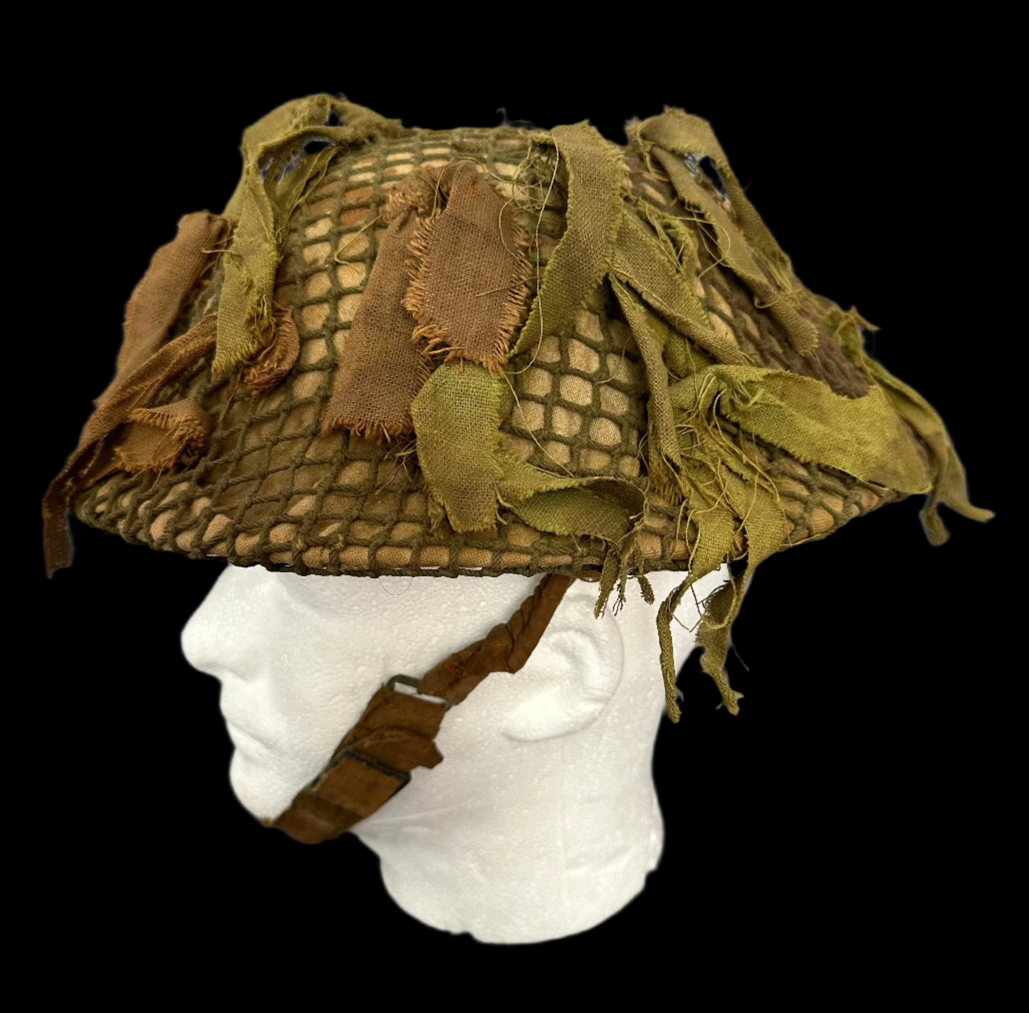 WWII Canadian Helmet with camouflage cover and scrim