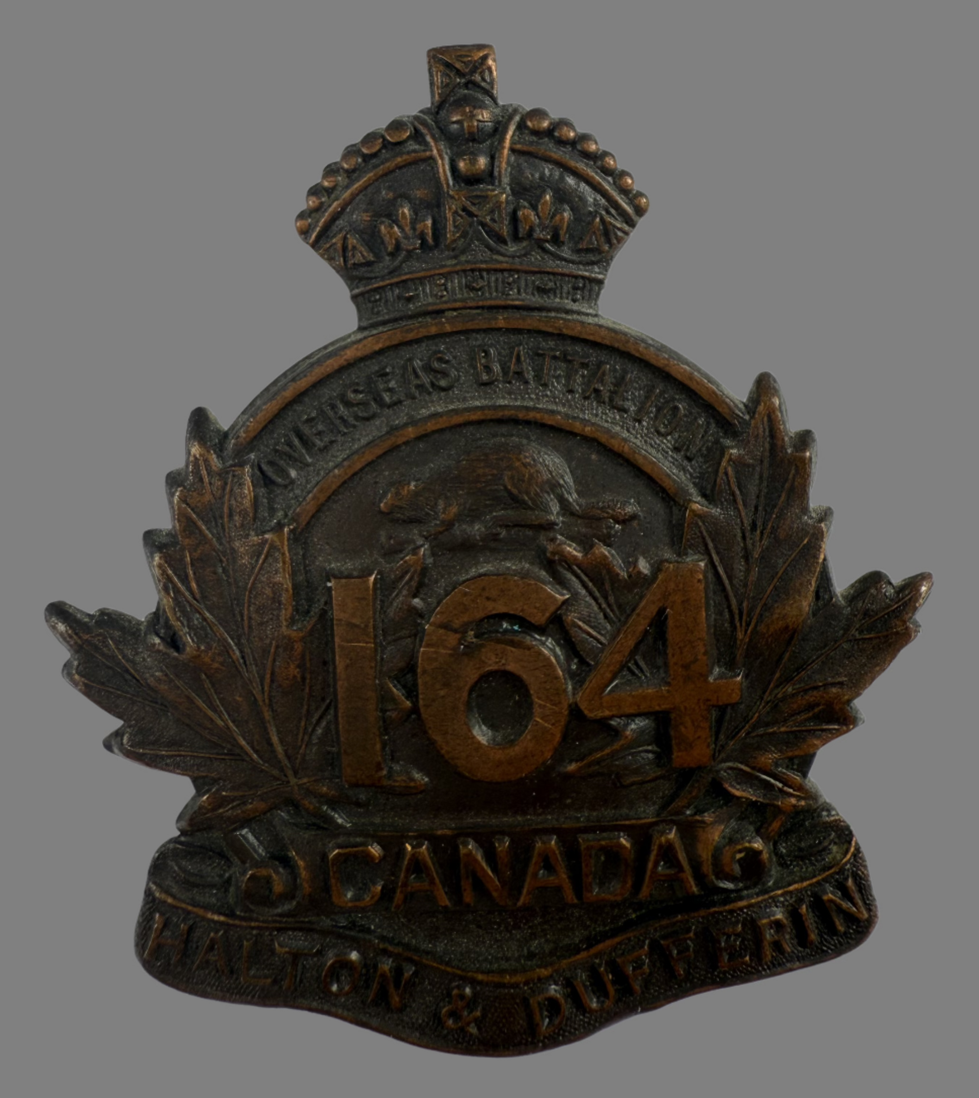 WWI - 164th Canadian Infantry Battalion (Halton and Dufferin) Cap Badg ...