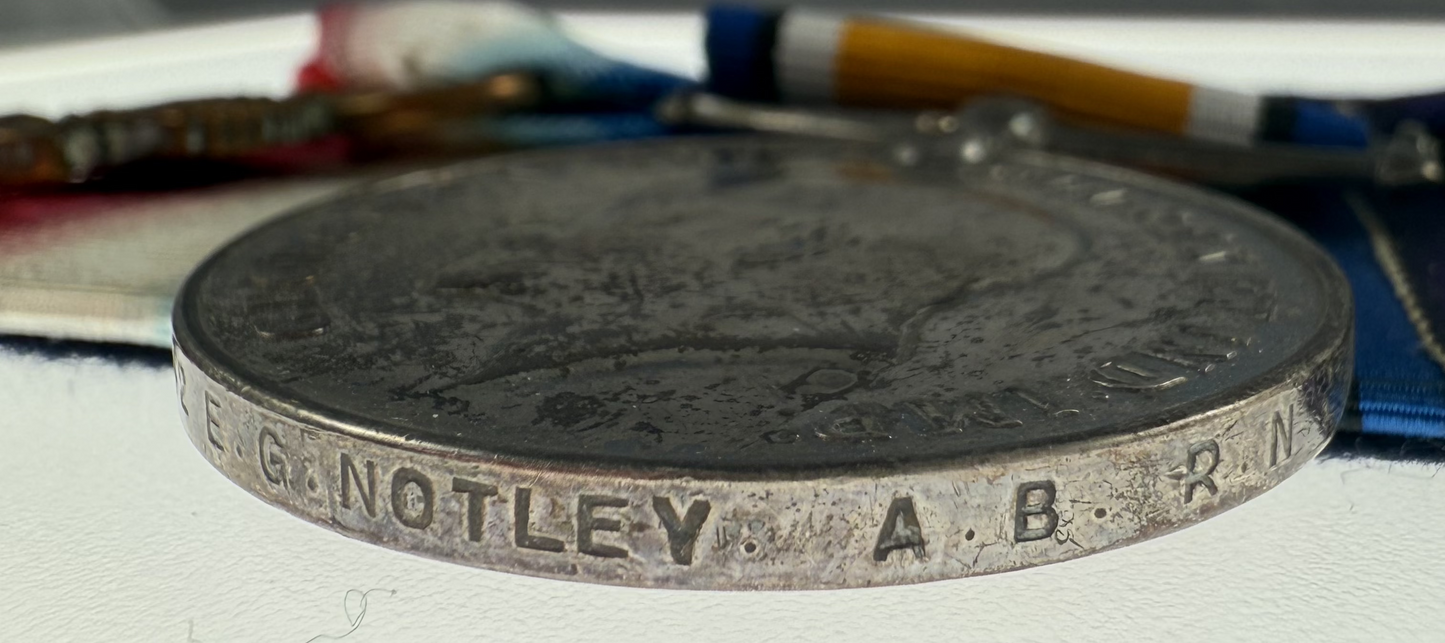 WWI/WWII British Long Service Medal Group - Royal Navy - Notley - Casualty