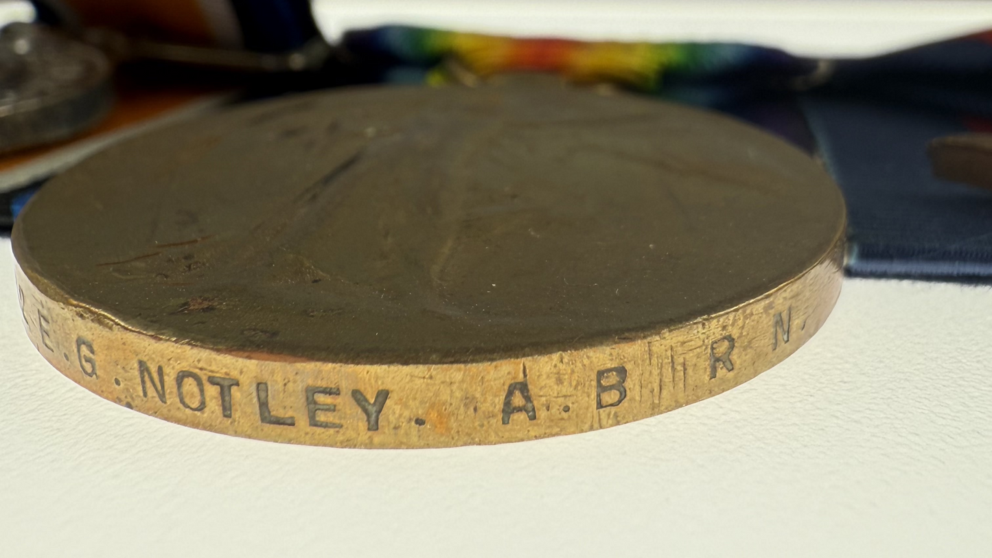 WWI/WWII British Long Service Medal Group - Royal Navy - Notley - Casualty