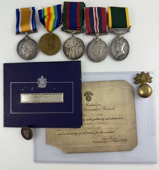 WWI / WWII - Long Service Medal Group to 87th Battalion / Royal Canadian Signals - Lavoie