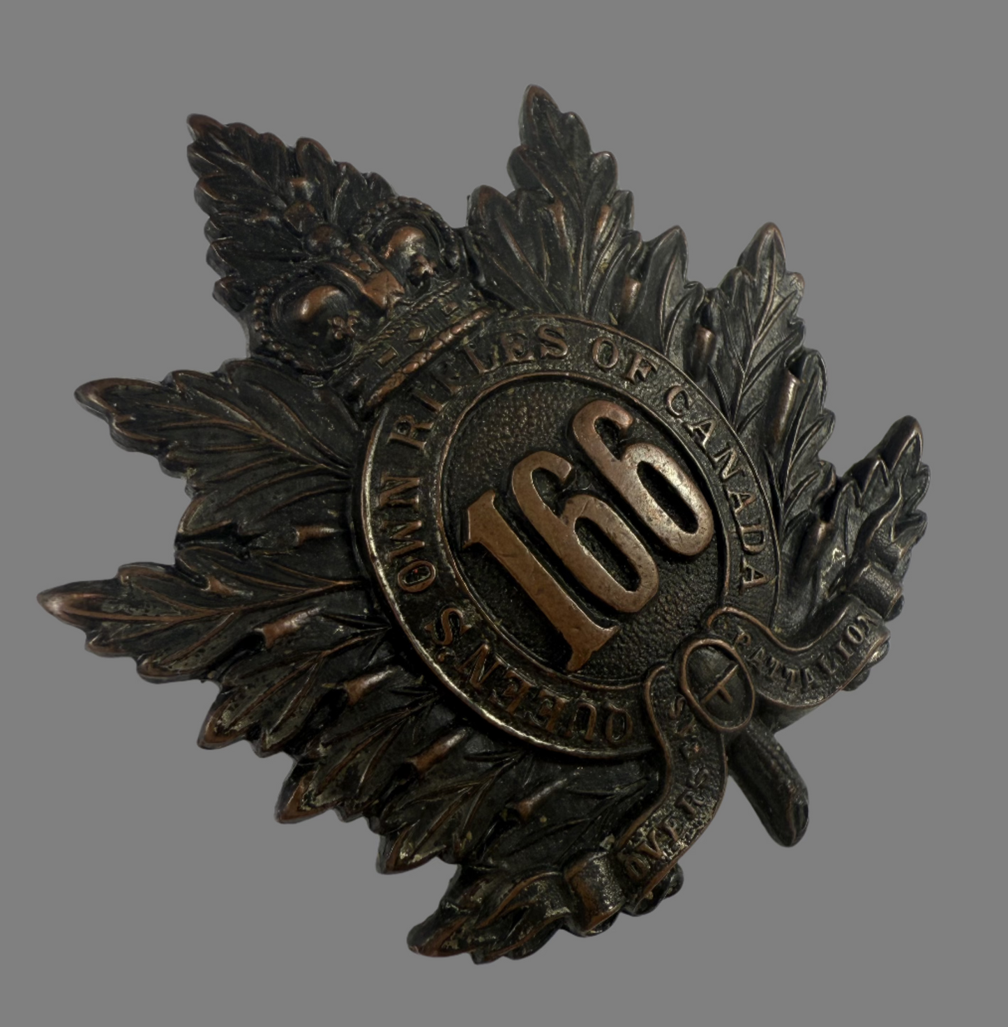 Canadian WWI - 166th Infantry Battalion (Queen's Own Rifles of Canada) Cap Badge