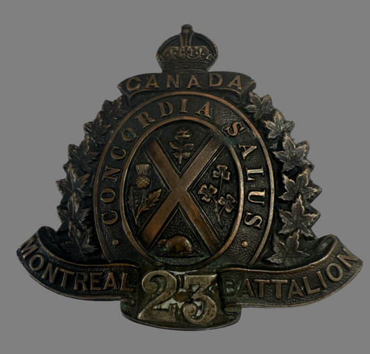 Canadian WWI - 23rd Infantry Battalion (Montreal Battalion) Officer's Cap Badge