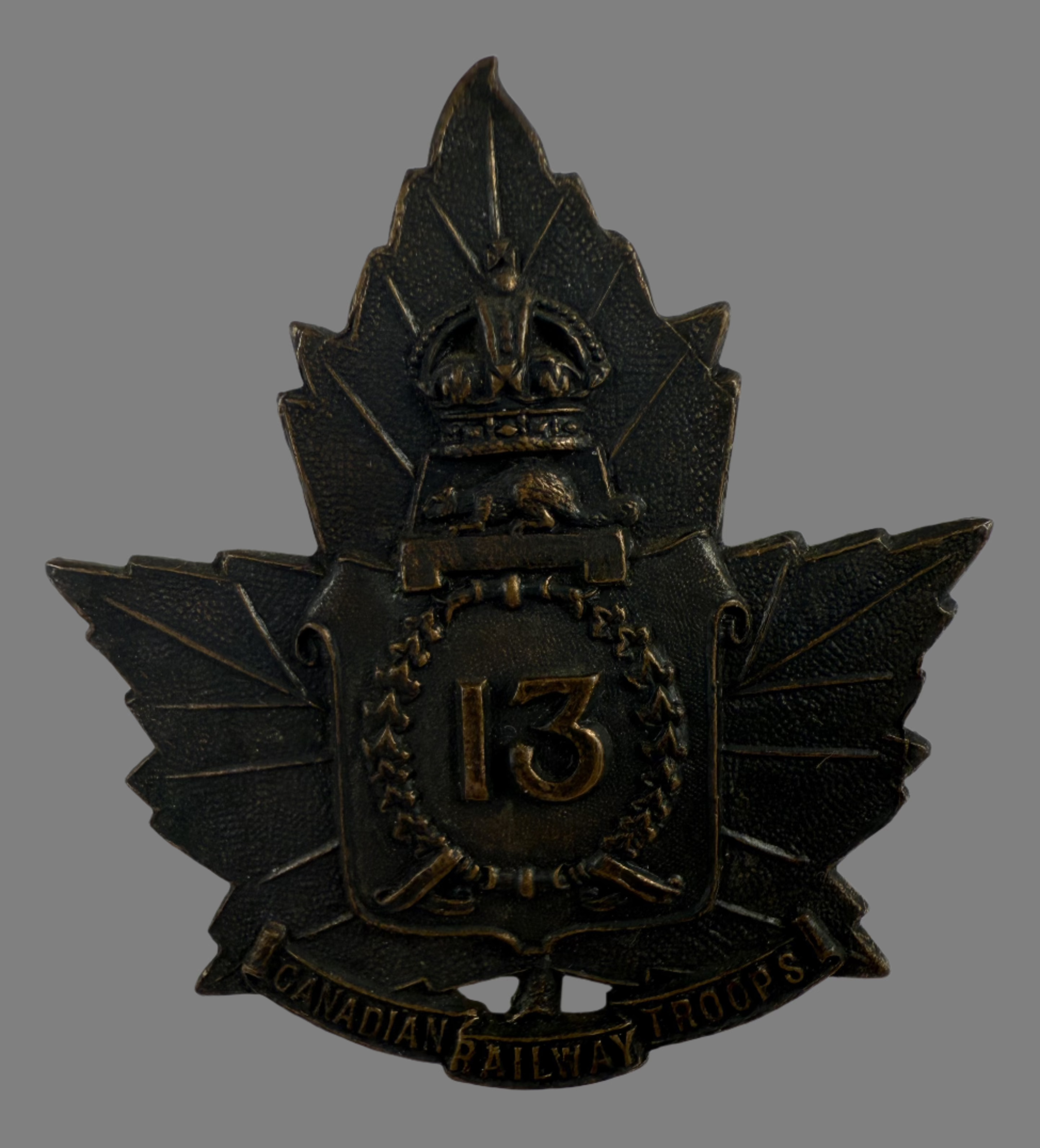 Falanex Cap Canadian WWI - 13th Canadian Railway Troops Cap Badge – Phalanx Militaria