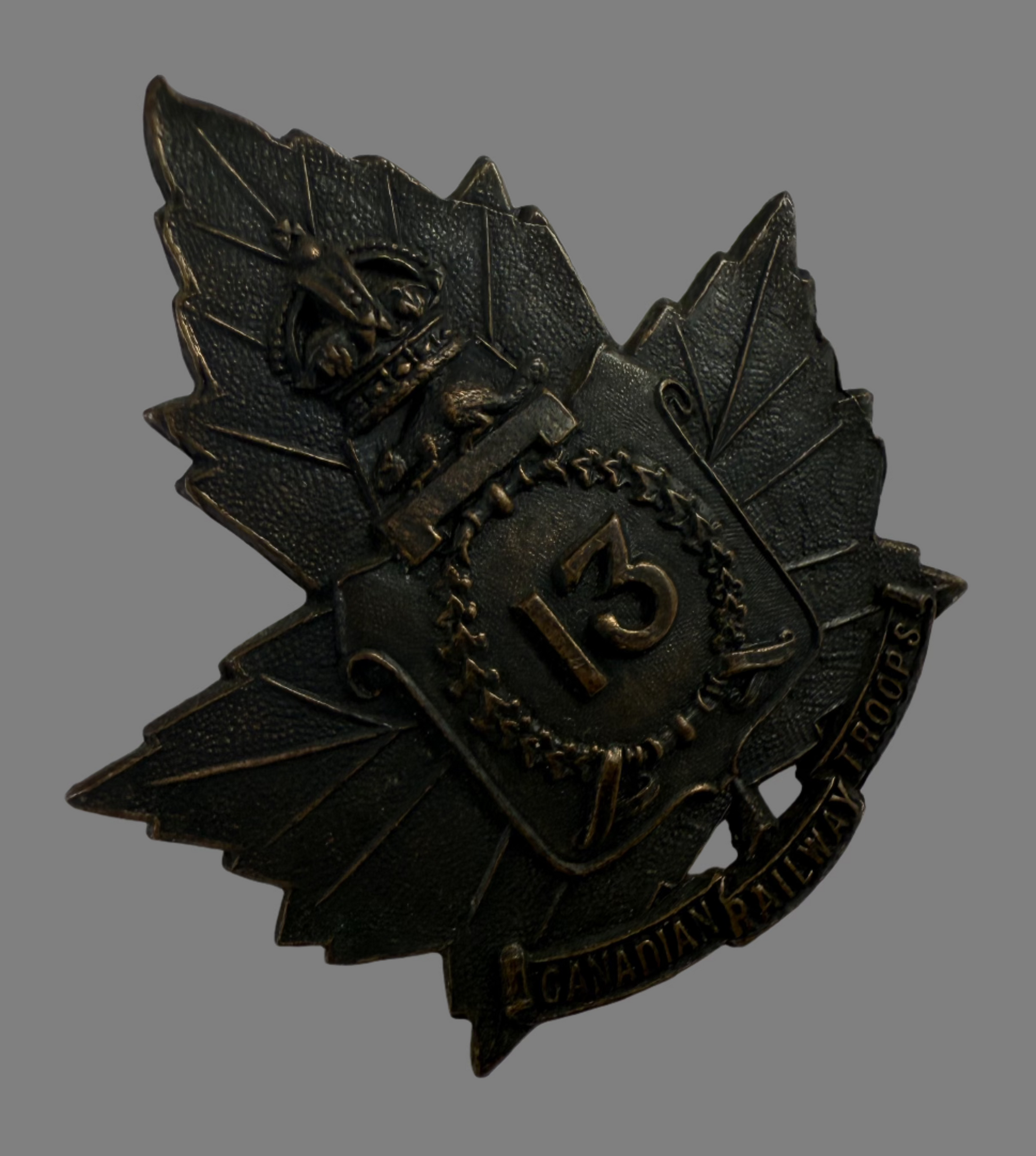 Falanex Cap Canadian WWI - 13th Canadian Railway Troops Cap Badge – Phalanx Militaria