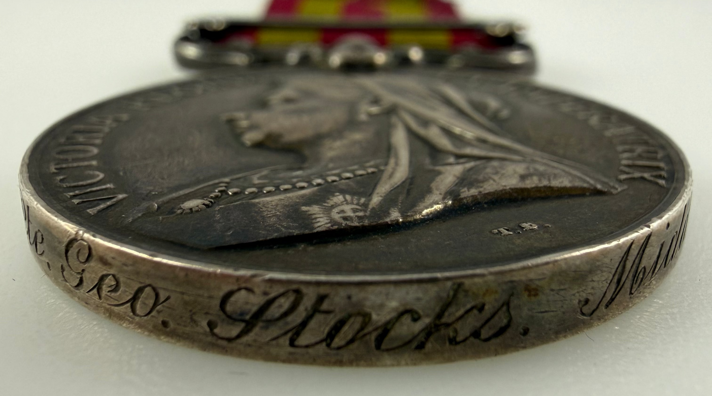 British - Pre-WWI -  India Medal 1895 - Middlesex Regiment - Stocks
