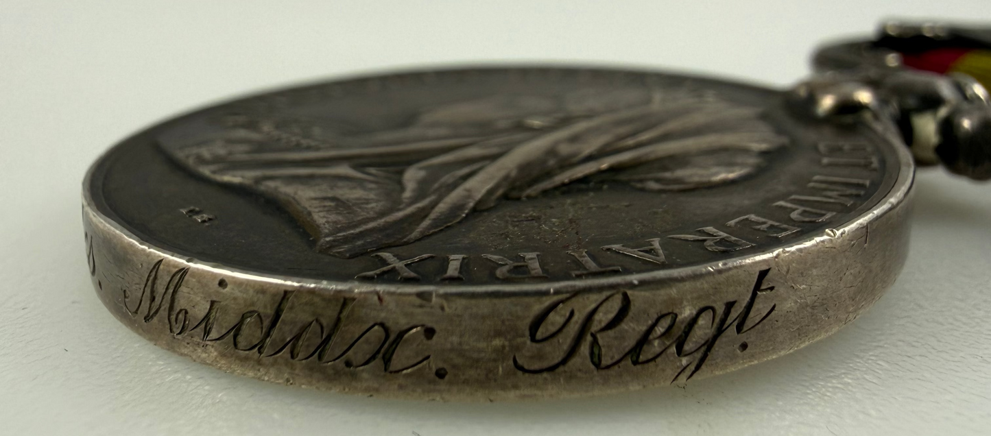 British - Pre-WWI -  India Medal 1895 - Middlesex Regiment - Stocks